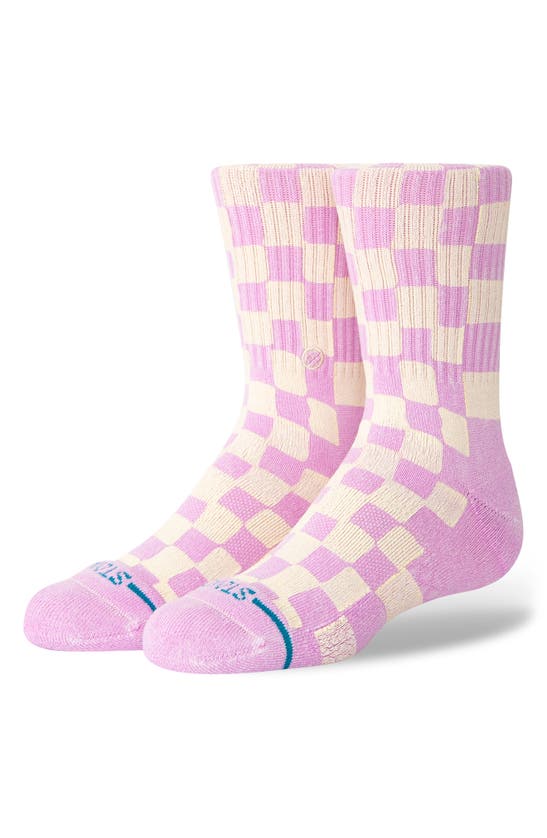 Shop Stance Kids' Checkidy Crew Socks In Lilacice