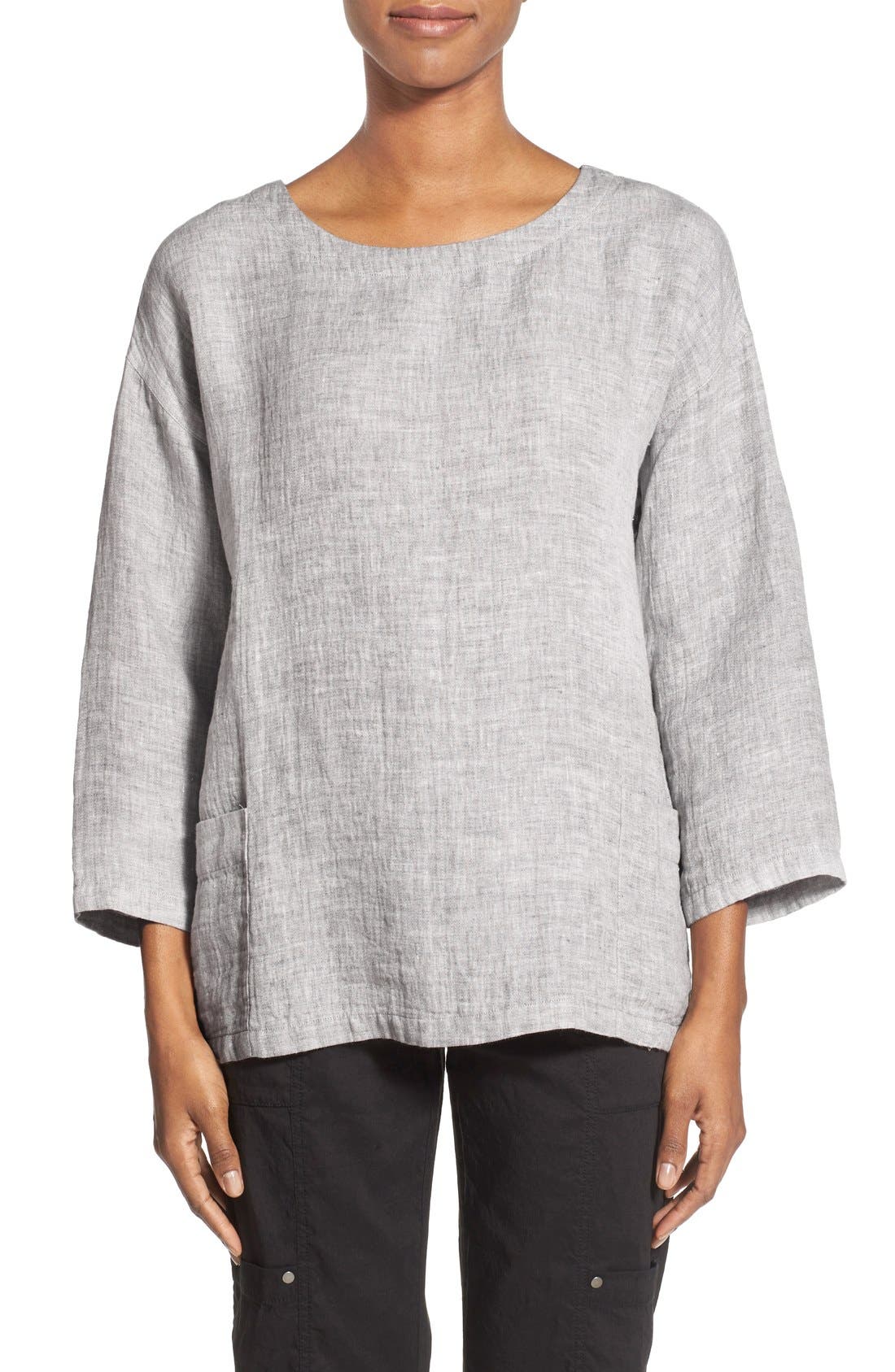 Eileen Fisher Linen & Cotton Bateau Neck Top Nordstrom