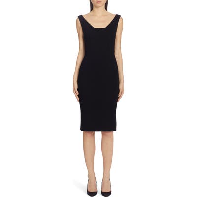 Dolce & gabbana Square Neck Wool Crepe Sheath Dress, 8 IT - Black