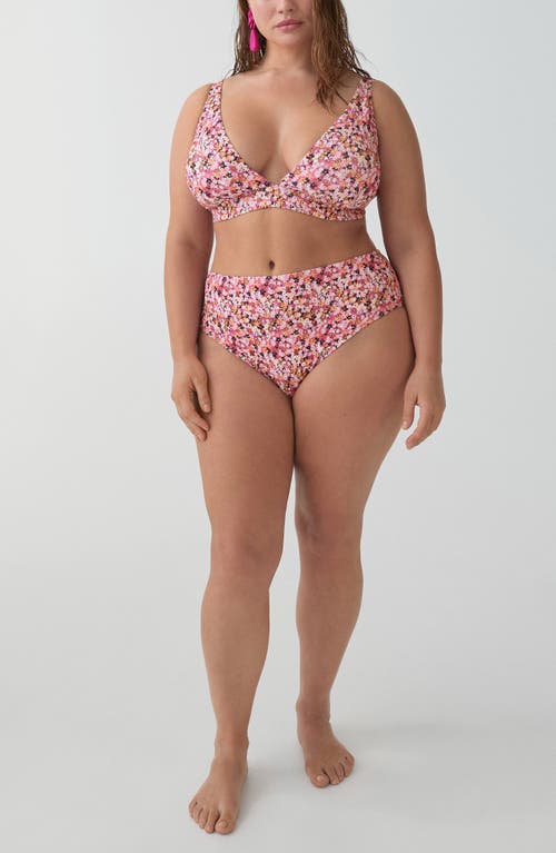 Shop Mango Floral Triangle Bikini Top In Pink