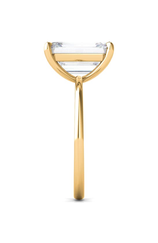 Hautecarat 18k White Gold Emerald Cut Lab Created Diamond Engagement Ring In 18k Yellow Gold