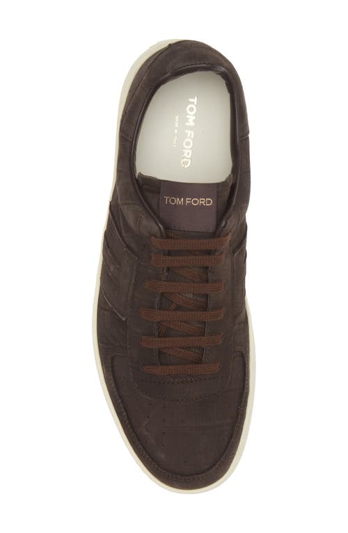 Tom Ford Radcliffe Croc Embossed Nubuck Sneaker In Brown