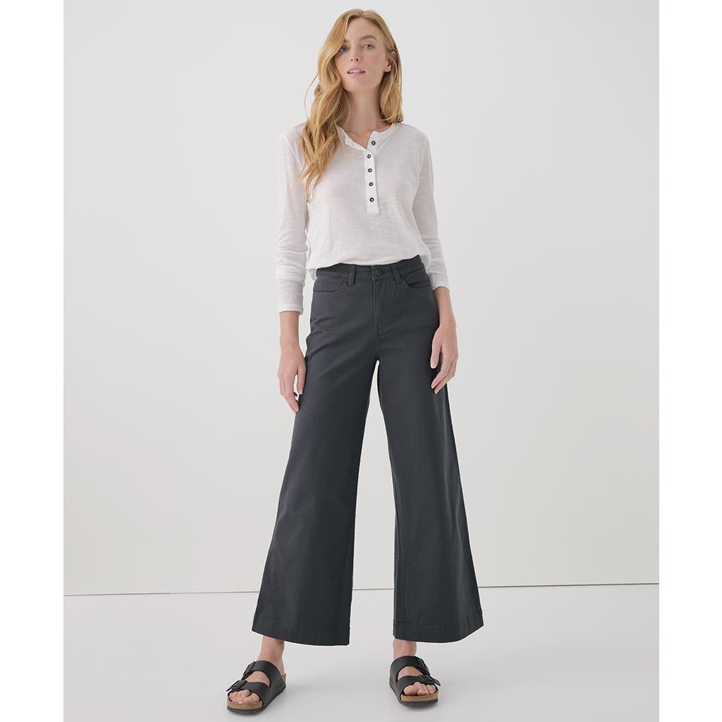 Pact Organic Stretch Twill Denim Wide Leg Pant In Storm