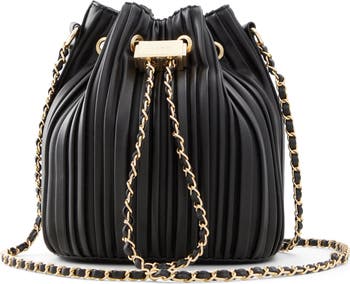 Chanel Black Small Coco Pleats Drawstring Bucket Bag