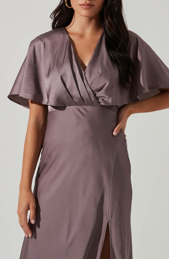 Shop Astr The Label Alessia Flutter Sleeve Dress In Dusty Mauve