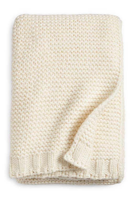 Nordstrom Heathered Knit Throw Blanket in Ivory