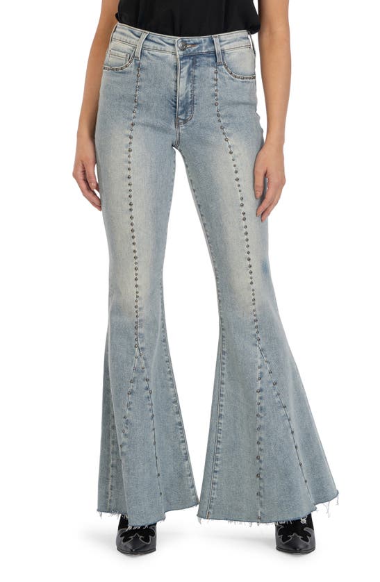 Shop Kut From The Kloth Stella Fab Ab Studded High Waist Flare Jeans In Realizing