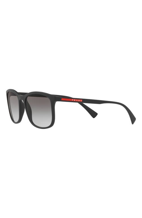 Shop Prada Sport 56mm Rectangle Sunglasses In Black Rubber/grey Gradient