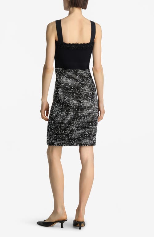 St John St. John Collection Sparkly Eyelash Tweed Dress In Black/white Multi