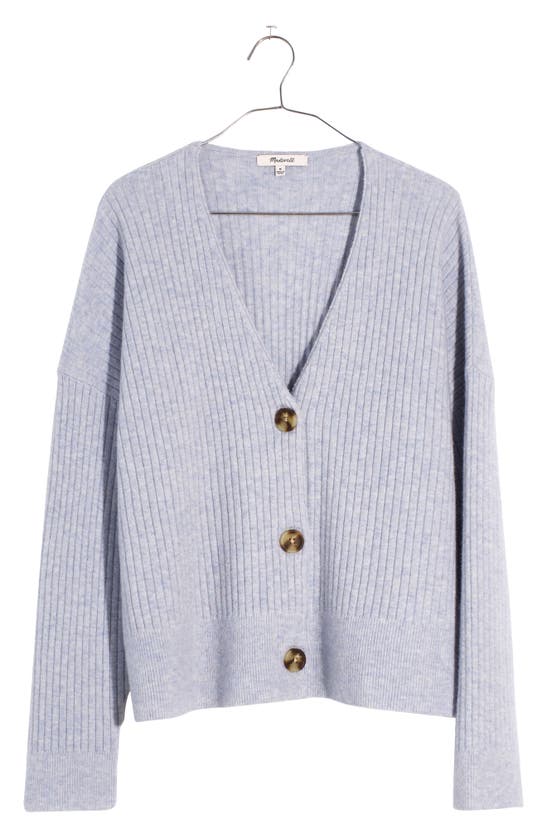 Madewell Cameron Ribbed Crop Cardigan In Heather Serene Blue