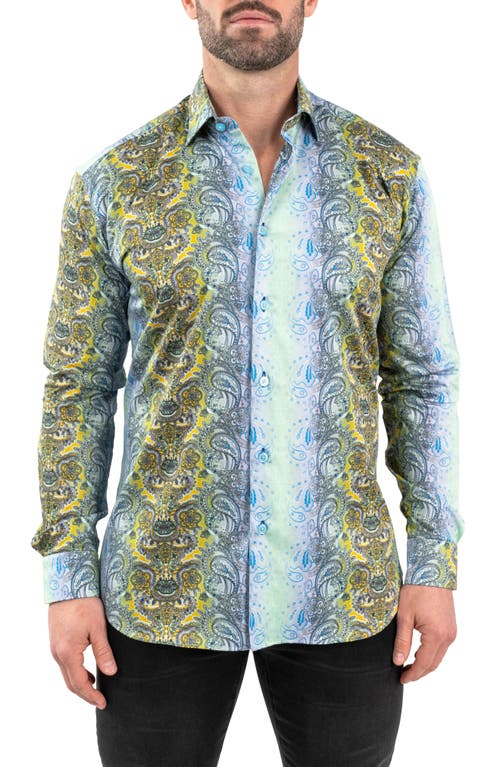 Maceoo Fibonacci Paisleyluxe Green Contemporary Fit Button-up Shirt In Green