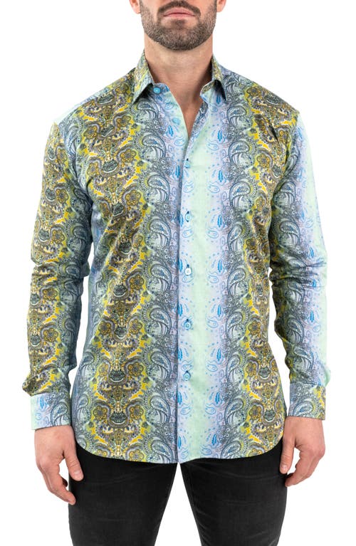 Maceoo Fibonacci Paisleyluxe Green Contemporary Fit Button-Up Shirt 