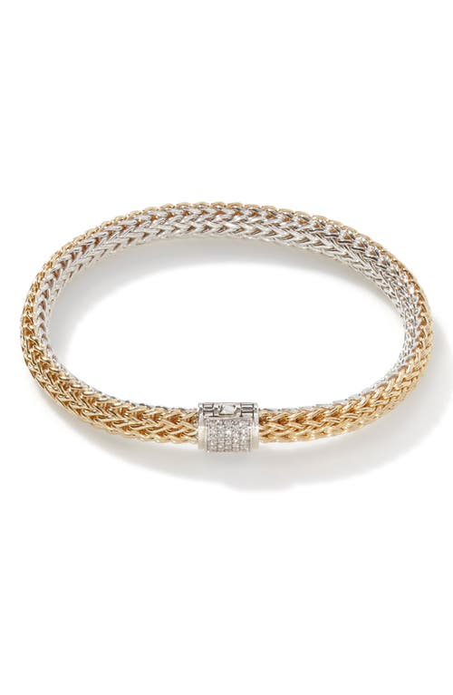 John Hardy Icon Diamond Reversible Two-Tone Bracelet in Silver at Nordstrom, Size X-Large