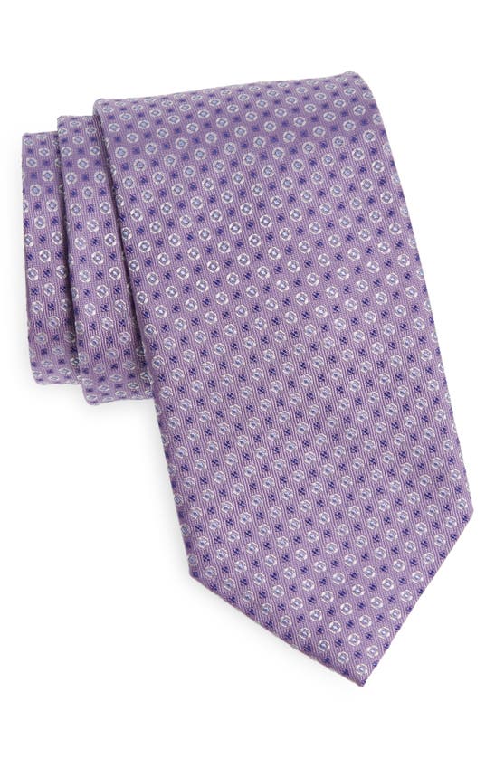 Shop David Donahue Geometric Silk Tie In Lilac