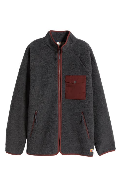 Fjall Raven Fjällräven Vardag Pile Fleece Zip Jacket In Dark Grey-maroon