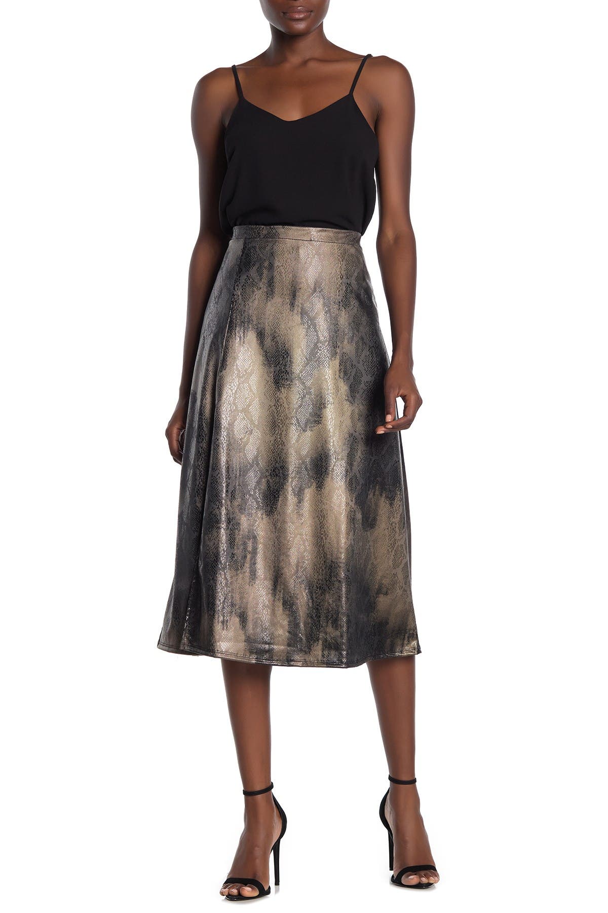 grey snake print midi skirt