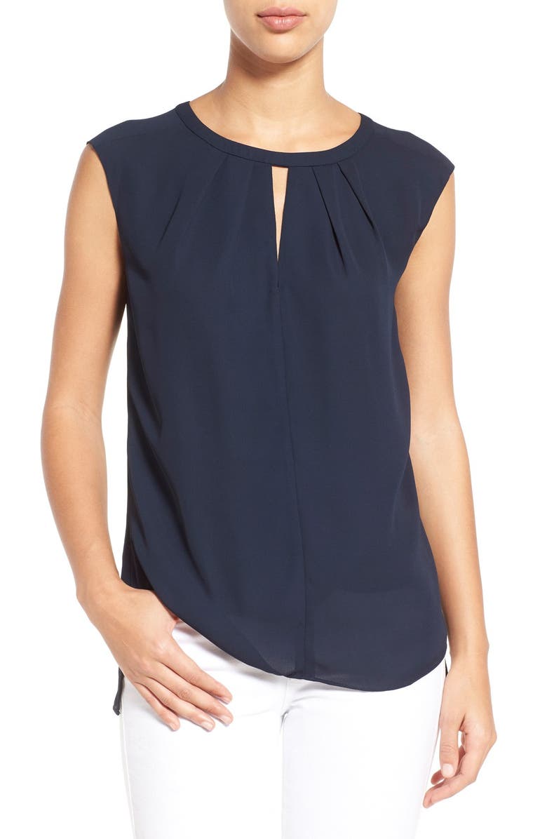 CeCe by Cynthia Steffe Pleat Keyhole Neck Blouse | Nordstrom