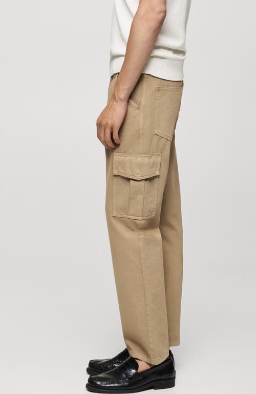 Mango Regular Fit Cargo Jeans In Khaki