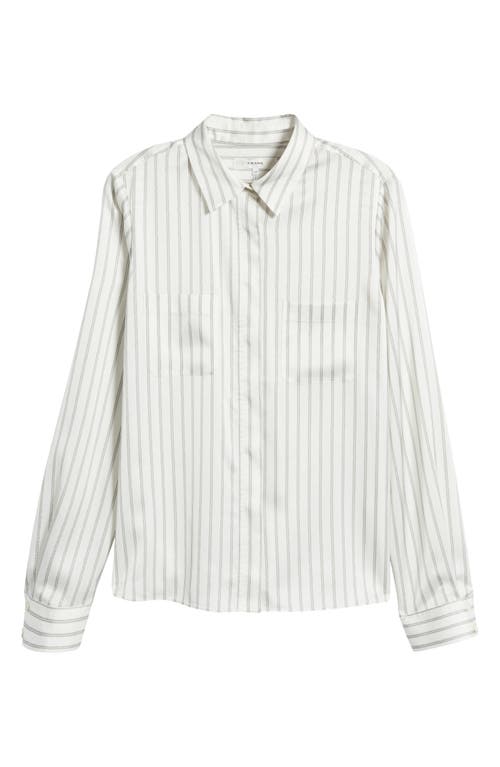 Frame Patch Pocket Slim Fit Recycled Polyester Button-up Shirt In Cypress/white