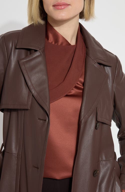 Shop Lyssé Cielo Water Resistant Faux Leather Trenchcoat In Dark Mocha