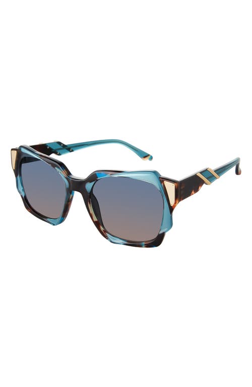 Fortune 55mm Rectangular Sunglasses in Blue Crystal/Tortoise