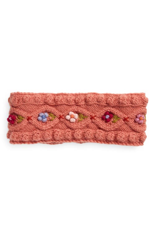 FRENCH KNOT Tilly Cable Knit Wool Head Wrap in Salmon