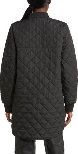 Zella Longline Quilted Bomber Jacket in Green