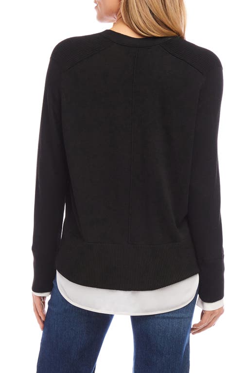 Shop Karen Kane Mixed Media Layered Cardigan In Black