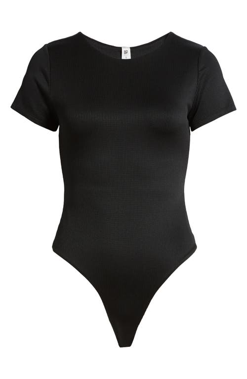 Shop Bp. Butter Short Sleeve Rib Bodysuit In Black