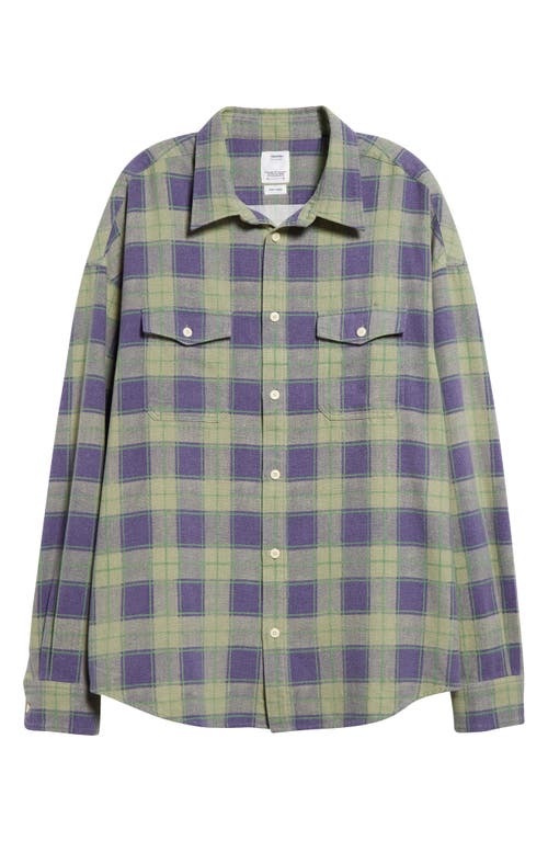 VISVIM Pioneer Khadi Check Brushed Flannel Button-Up Shirt Green at Nordstrom,