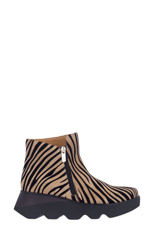 L'amour Des Pieds Hally Platform Wedge Bootie In Tan/black