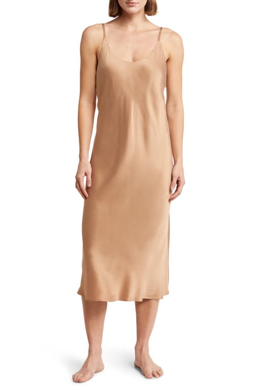 Washable Silk Slipdress Nightgown in Hushed Tan