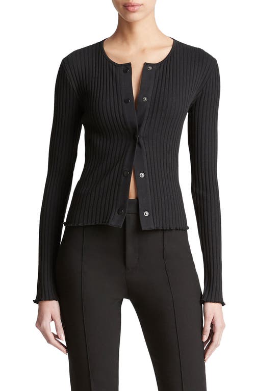 Vince Fitted Rib Cardigan in Black at Nordstrom, Size X-Large