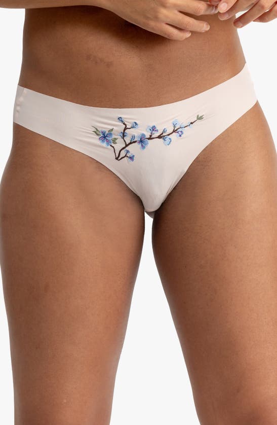 Uwila Warrior Better Briefs Embroidered Thong In Rose Quartz