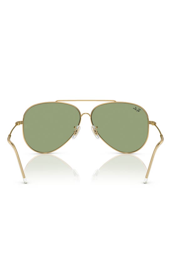 Ray Ban Aviator Reverse Sunglasses Gold Frame Green Lenses 59-11 In Green
