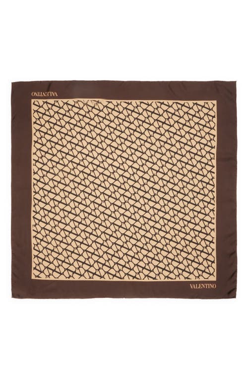 Shop Valentino Garavani Toile Iconographe Square Silk Scarf In Beige/nero/tabacco