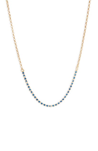 Argento Vivo Caged Crystal Frontal Necklace In Gold/ Blue