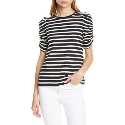 Kate Spade New York Sailing Stripe Ruched Sleeve Tee, Black