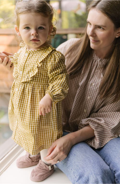 Pehr Gingham Ruffle Organic Cotton Dress In Dijon