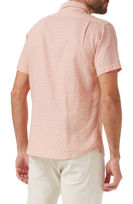 Shop The Normal Brand Freshwater Short Sleeve Button-up Shirt In Double Nep Copper Dobby