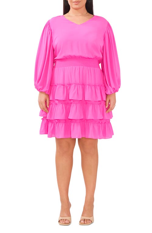 halogen(r) Long Sleeve Tiered Dress in Taffy Pink