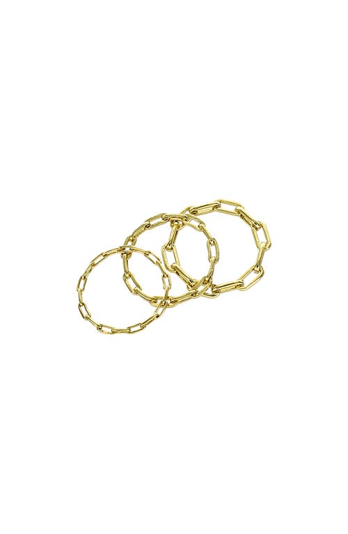 Set of 3 Paper Clip Rings in Gold