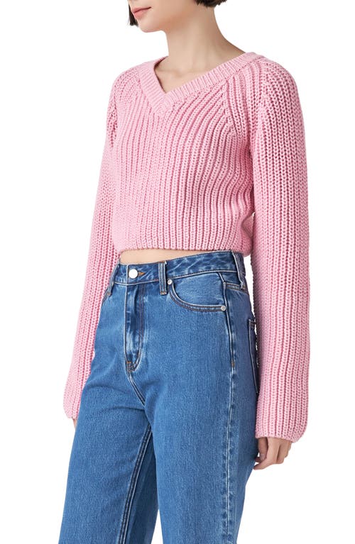 Shop English Factory V-neck Crop Sweater In Pink