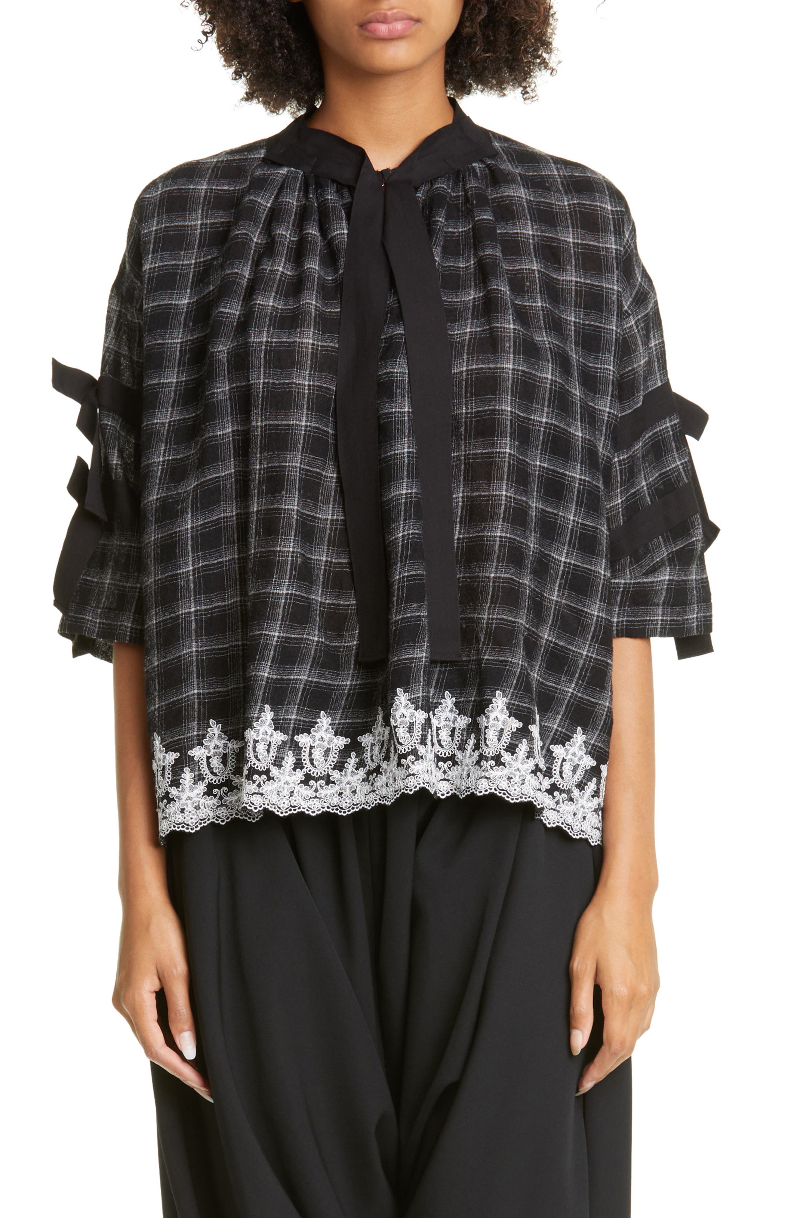 Comme des Garçons Ruffle Sheer Cardigan in Black Womens Clothing Jumpers and knitwear Cardigans 