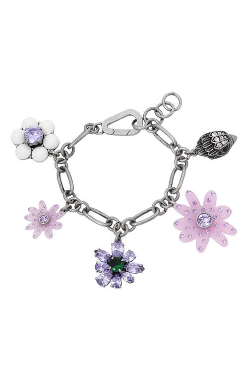 Eagle and Daisy Charm Bracelet in Lilac Pink