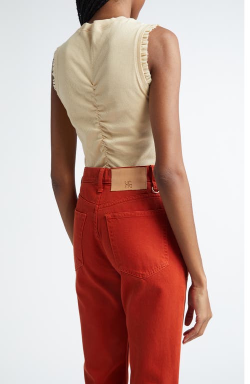 Shop Ulla Johnson Kyla Ruched Sleeveless Cotton Top In Driftwood