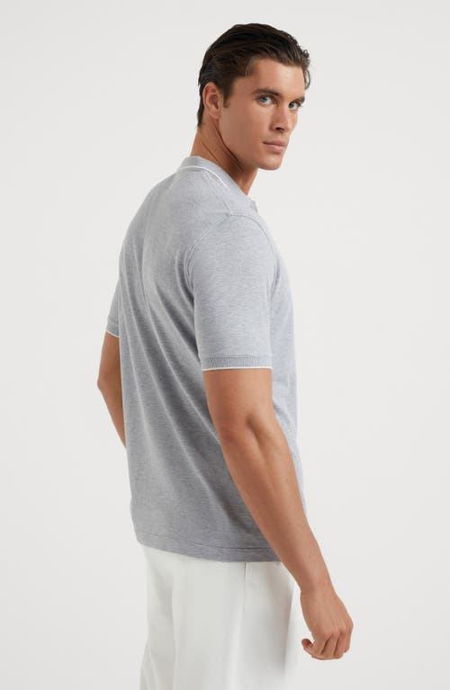 Shop Brunello Cucinelli Piqué Polo Shirt In Grey