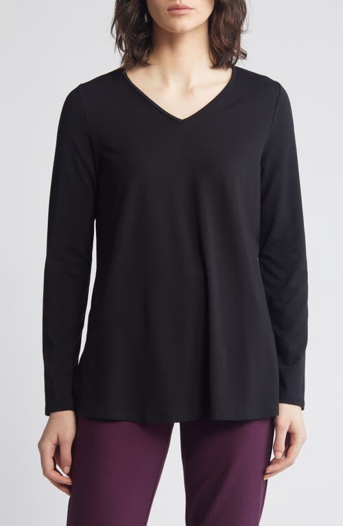 Shop Eileen Fisher Easy V-neck Tunic In Black