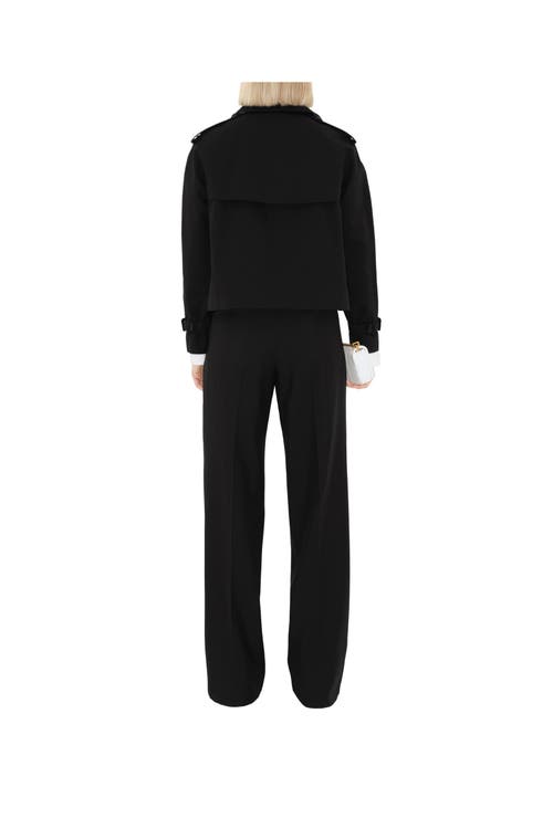 Shop Burberry Cropped Gabardine Trench Jacket In Black