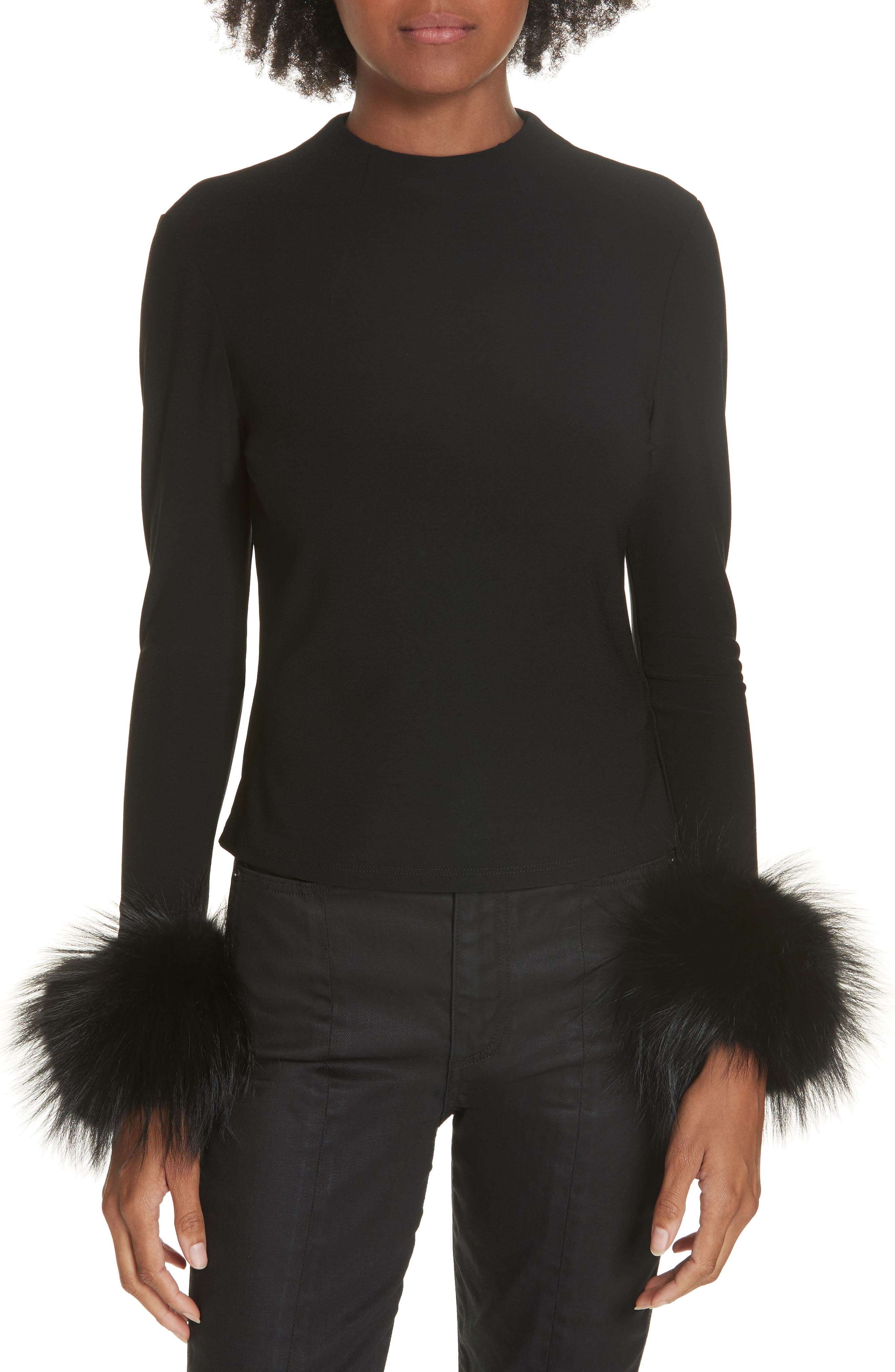 alice and olivia fur cuff dress